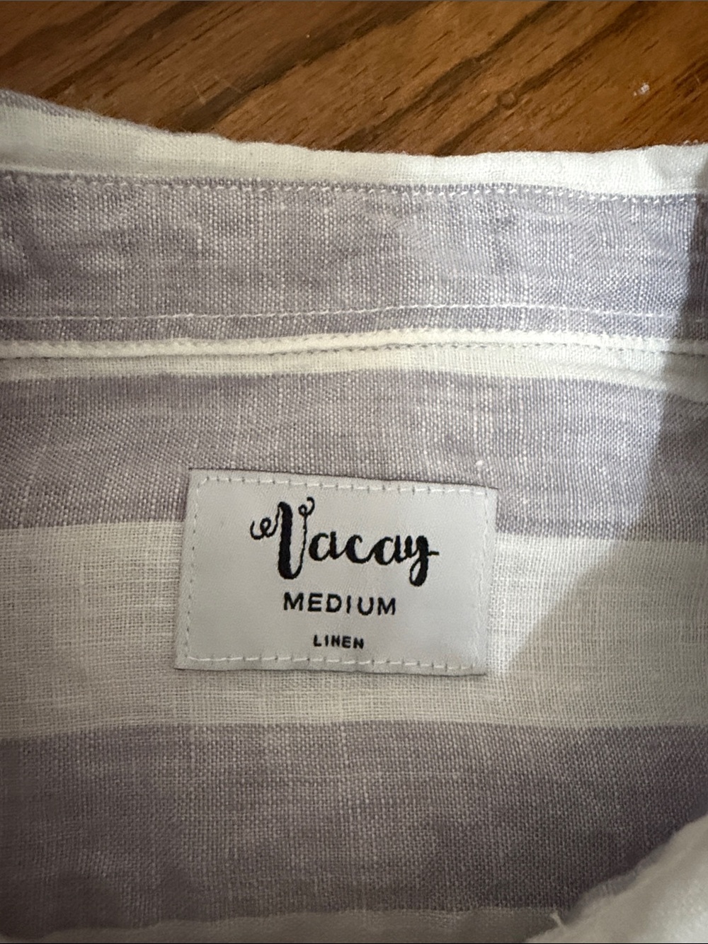 Vacay Men’s Linen Grey Striped Button Down Shirt - Picture 9 of 12